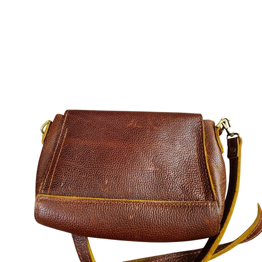 Portland Leather Goods Brown Pebbled Leather Crossbody Bag Artisan Made Small - Picture 6 of 13